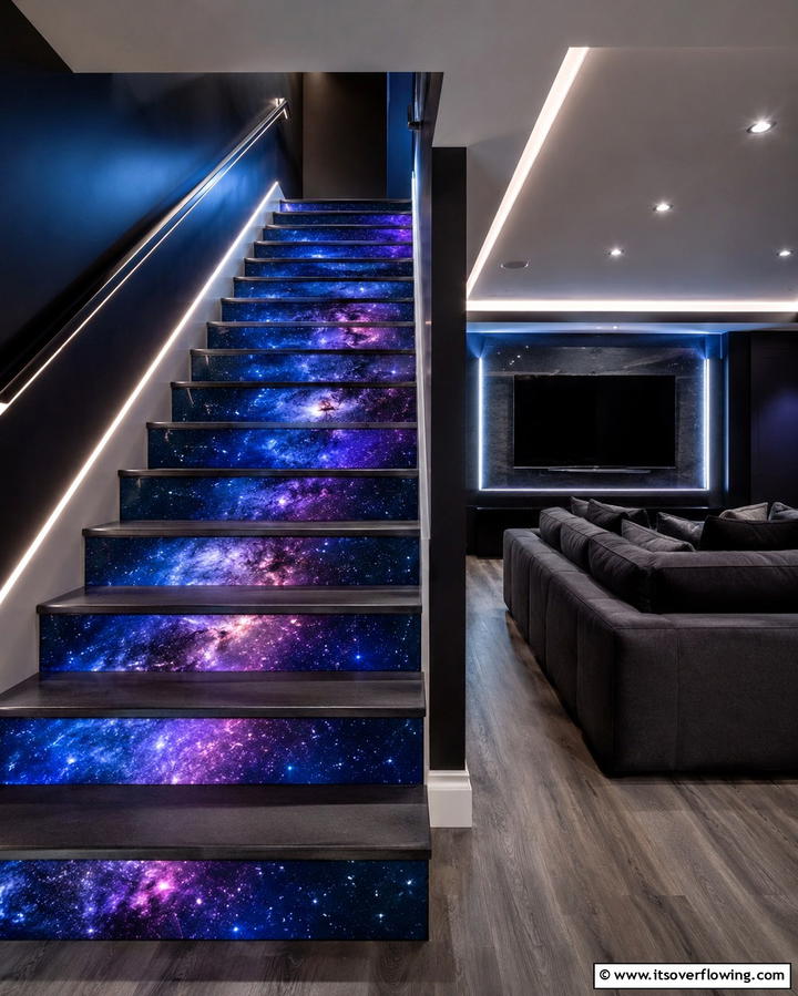 Galaxy Inspired Design - 25 Painted Stair Ideas to Transform Your Home