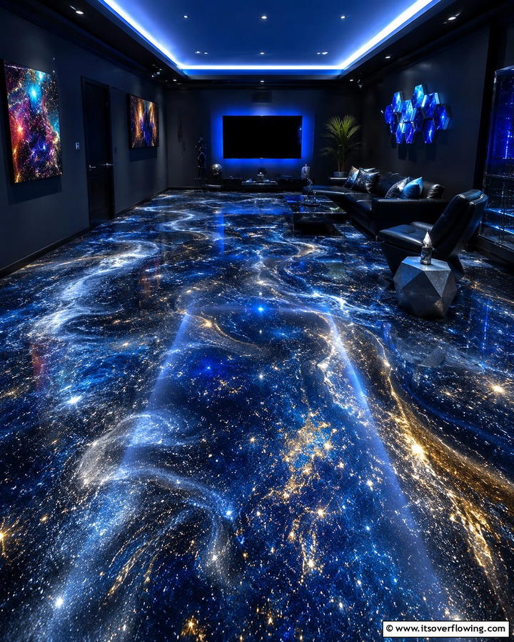 Galaxy Inspired Epoxy - 25 Epoxy Floor Designs for Modern and Durable Homes