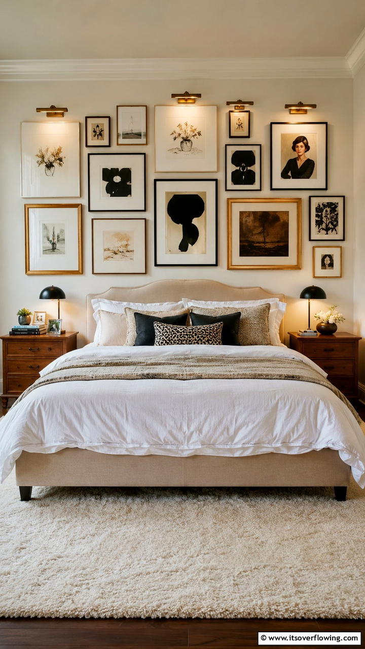 Gallery Art Display - 30 Bedroom Accent Wall Ideas to Transform Your Space