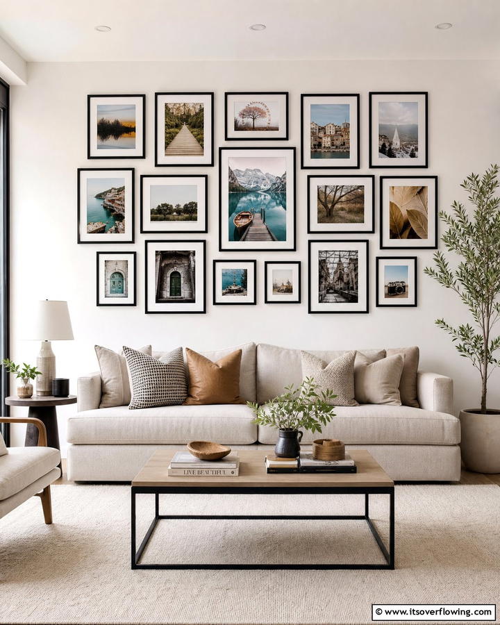Gallery Grid Media Wall - 21 Media Wall Ideas to Elevate Your Entertainment Zone
