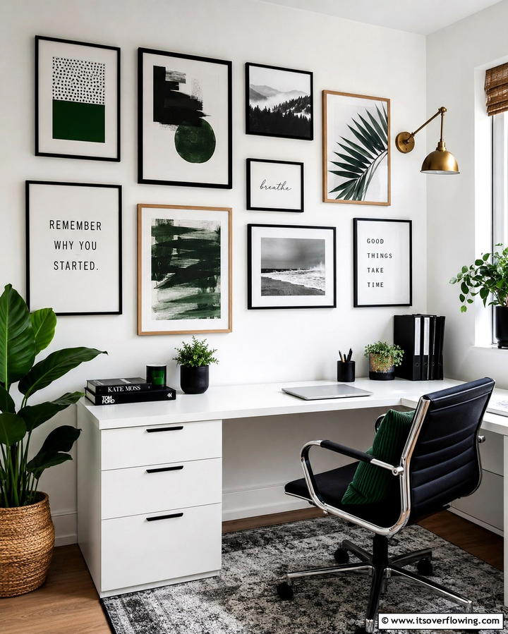 Gallery Wall Display - 25 Creative Office Accent Wall Ideas to Inspire Your Space