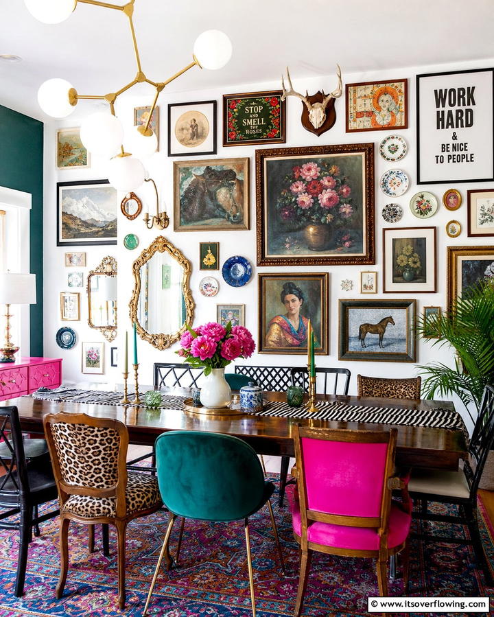 Gallery Wall Displays - 25 Eclectic Dining Room Ideas for Unique Gatherings
