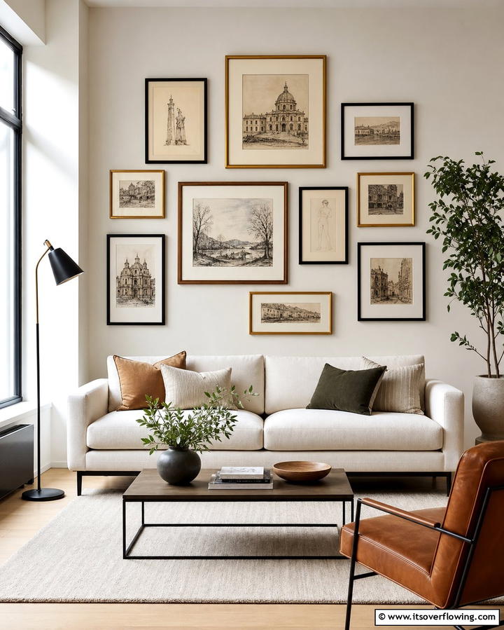 Gallery Wall Displays - 25 Ralph Lauren Living Room Ideas for Classic Elegance