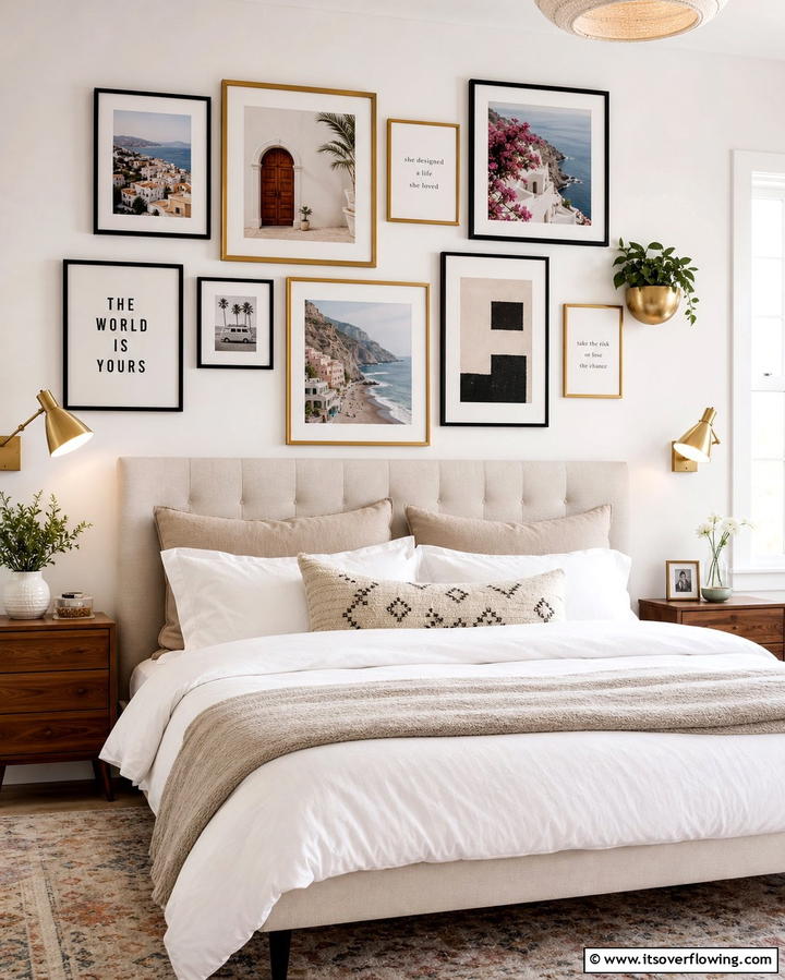 Gallery Wall Personalization - 25 Bedroom Ideas for Women to Reflect Personal Style
