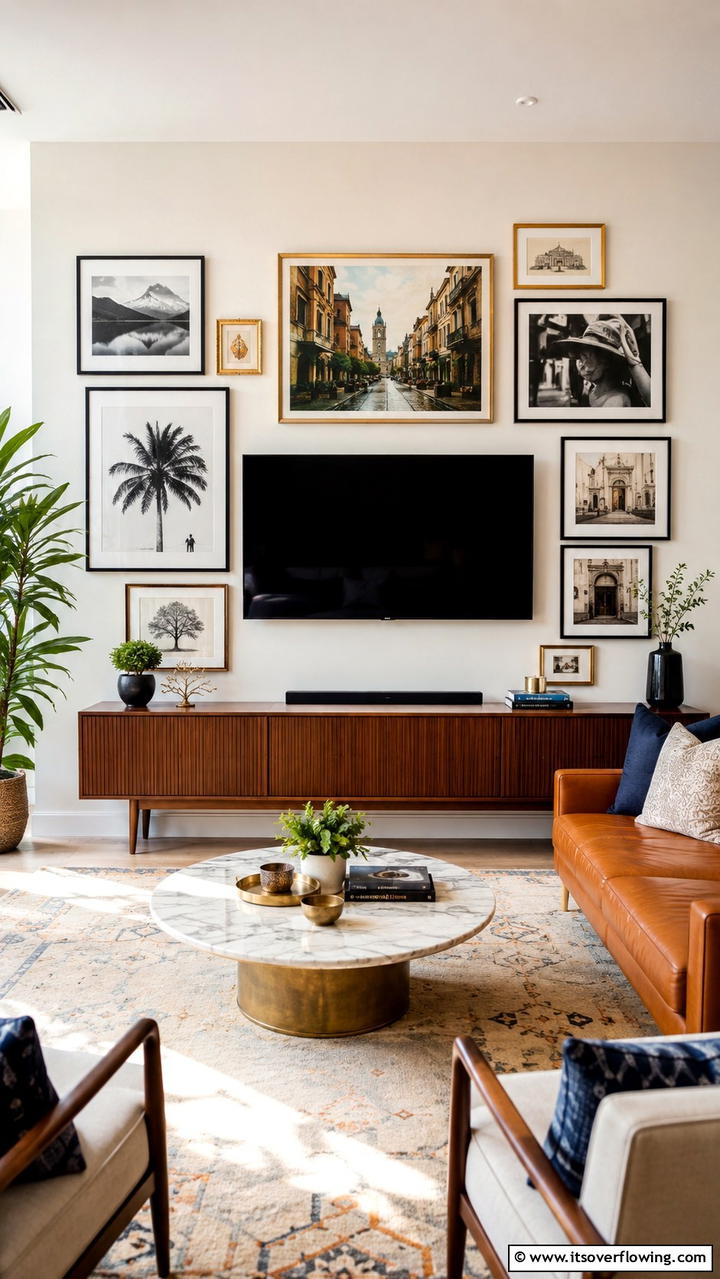 Gallery Wall TV Surround - 21 Innovative TV Wall Ideas to Maximize Living Room Space
