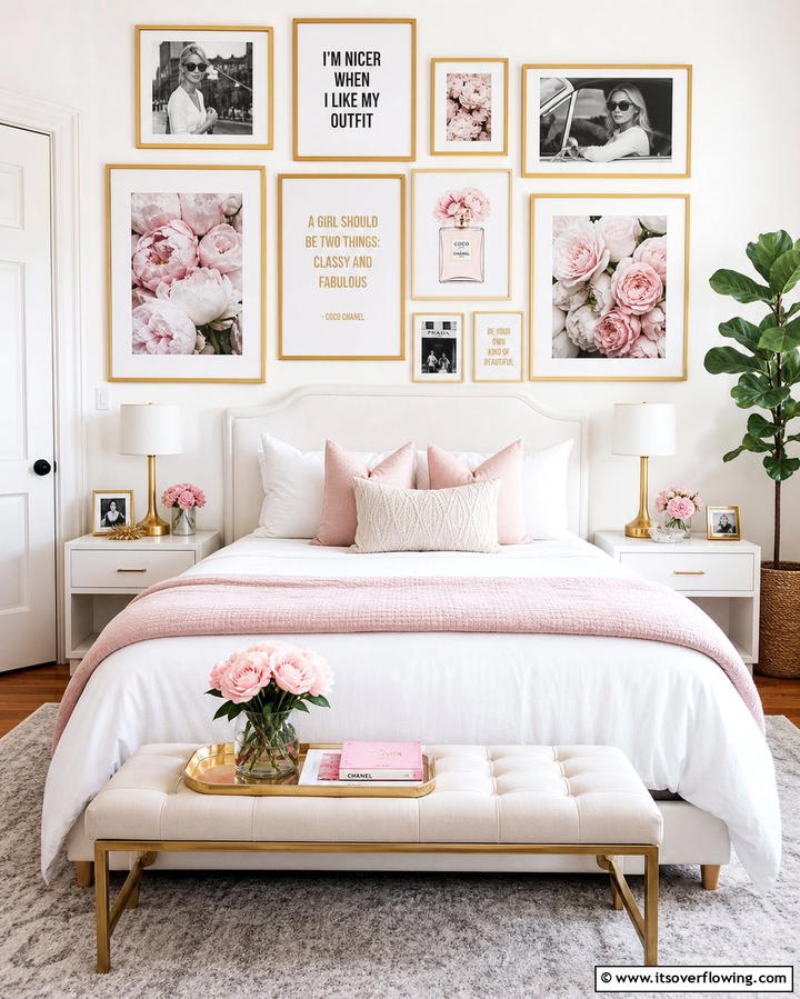 Gallery Wall for Personal Expression - 25 Bedroom Ideas for Women to Reflect Personal Style