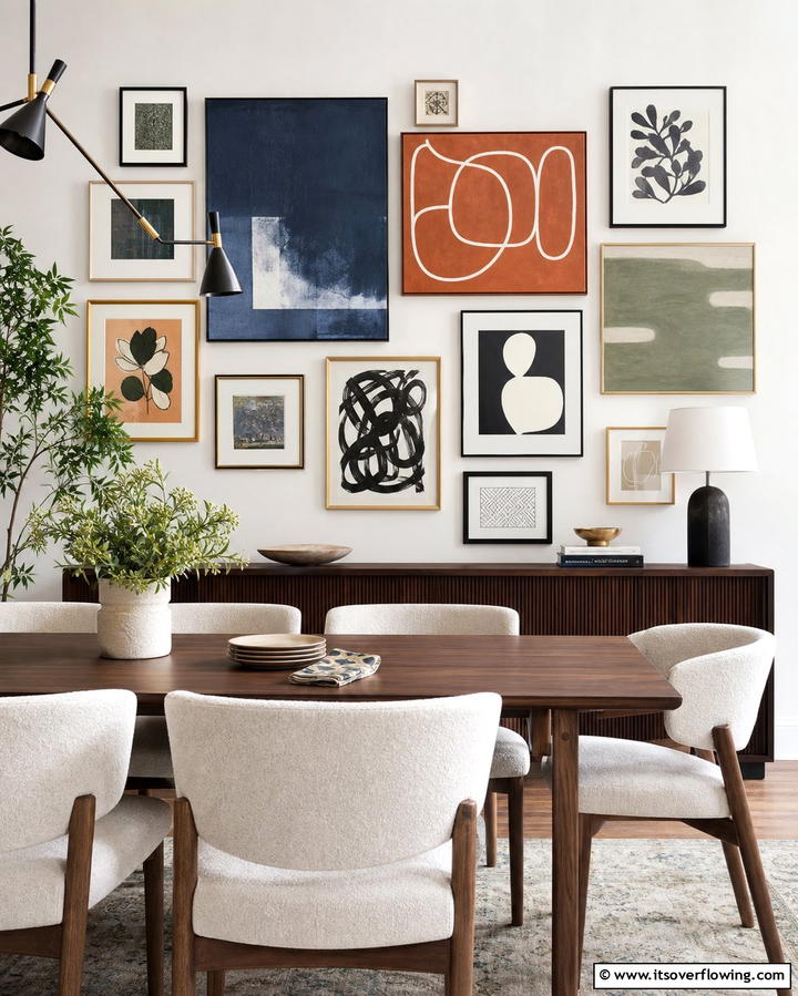 Gallery Wall of Art - 25 Dining Room Wall Decor Ideas to Elevate Your Space