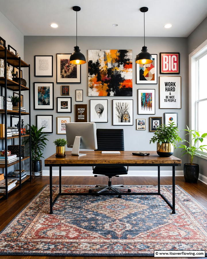 Gallery Wall of Art - 20 Home Office Background Ideas for Professional Vibes