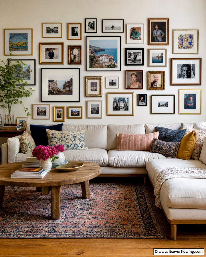 Gallery Wall with Eclectic Frames - 21 Photo Wall Arrangements for Personalized Home Galleries