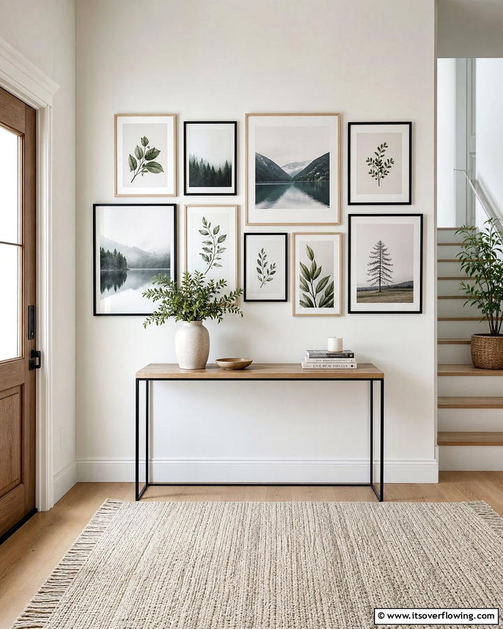 Gallery Wall with Nature Prints - 20 Scandinavian Entryway Ideas for a Minimalist Look