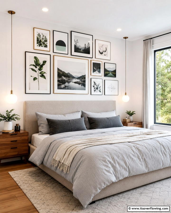 Gallery Walls Above the Bed - 25 Dreamy Bedroom Design Ideas for a Cozy Retreat