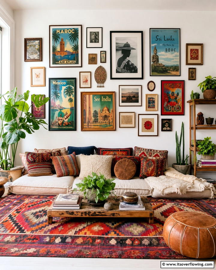 Gallery Walls of Art and Photography - 20 Gypsy Bohemian Living Room Ideas for Free Spirits