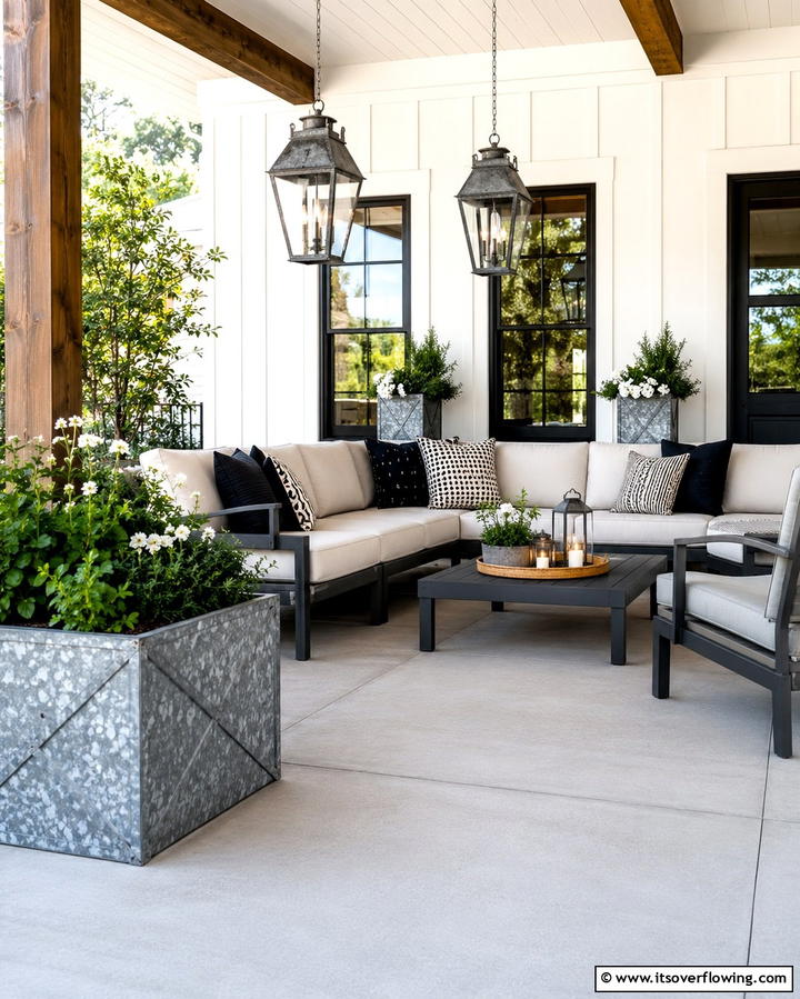 Galvanized Metal Accents - 30 Farmhouse Patio Ideas for Rustic Outdoor Relaxation