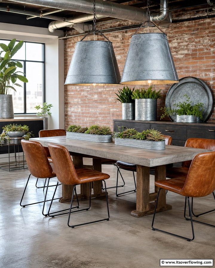 Galvanized Metal Accents - 20 Industrial Dining Room Ideas for a Modern Look