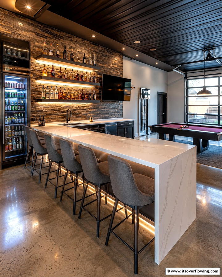 Game Room with a Bar Area - 30 Garage Game Room Ideas for Ultimate Entertainment Zones