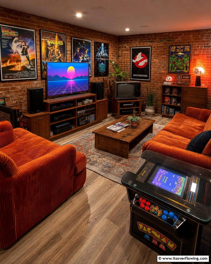 Gamers Den with Retro Vibes - 30 Game Room Ideas for Fun Home Entertainment Spaces