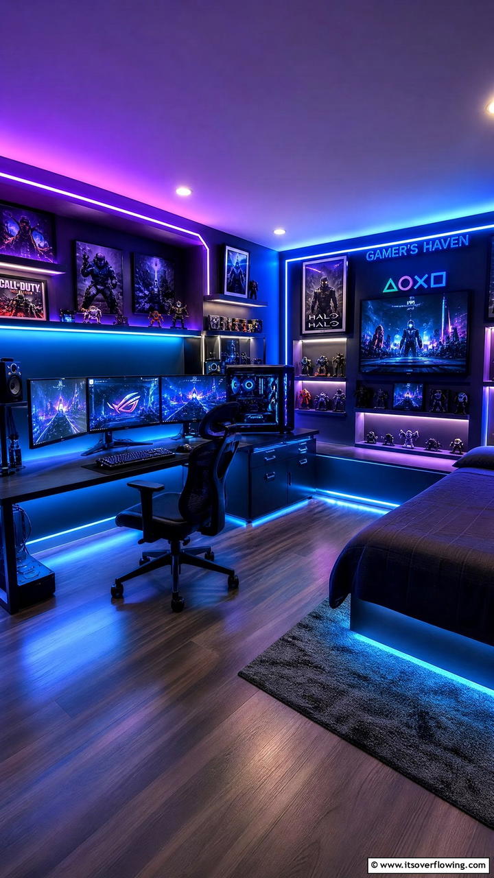 Gamers Haven - 25 Man Cave Bedroom Ideas for the Ultimate Retreat