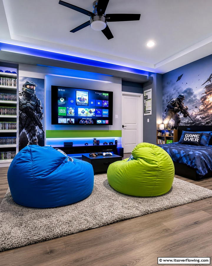 Gaming Bean Bag Chairs - 25 Boys Gaming Bedroom Ideas for the Ultimate Gaming Setup