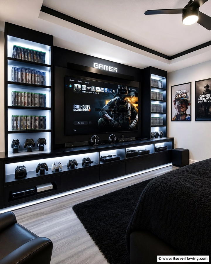 Gaming Console Command Center - 21 Gaming Bedroom Ideas for an Immersive Entertainment Setup