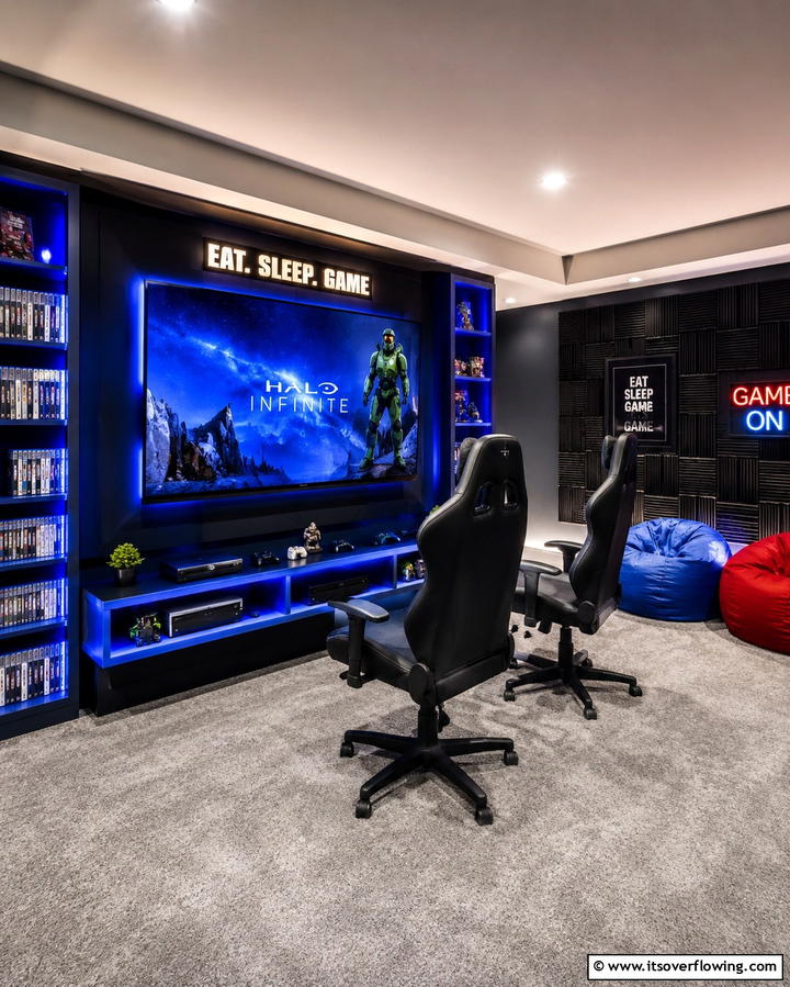 Gaming Corner - 25 Fun Basement Playroom Ideas for Kids of All Ages