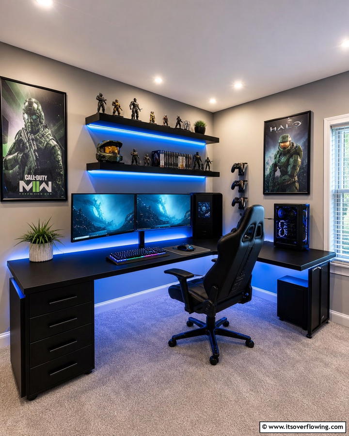 Gaming Desk with Cable Management - 25 Boys Gaming Bedroom Ideas for the Ultimate Gaming Setup