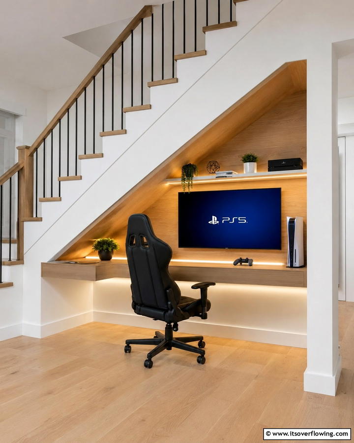 Gaming Nook Under the Stairs - 25 Small Game Room Ideas for Fun and Entertainment