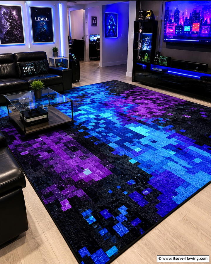Gaming Themed Rugs - 25 Small Game Room Ideas for Fun and Entertainment