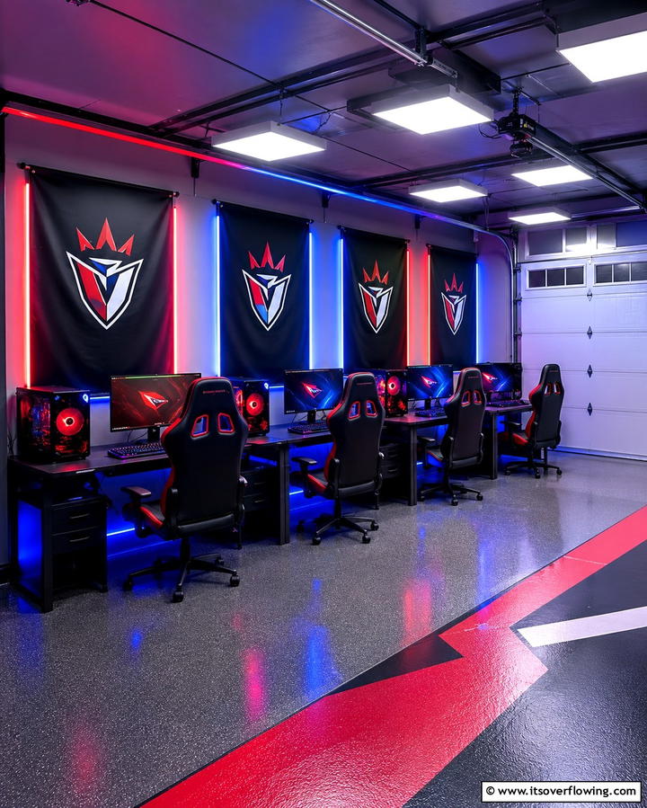 Gaming Tournament Zone - 30 Garage Game Room Ideas for Ultimate Entertainment Zones