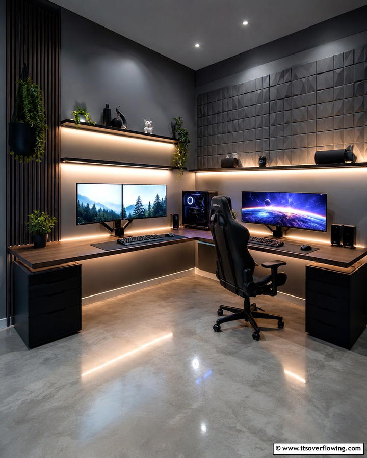 Gaming and Work ComboExact - 30 Home Office Ideas Designed Specifically for Him