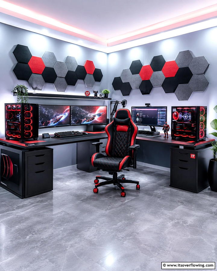 Gaming and Work ComboOne - 30 Home Office Ideas Designed Specifically for Him