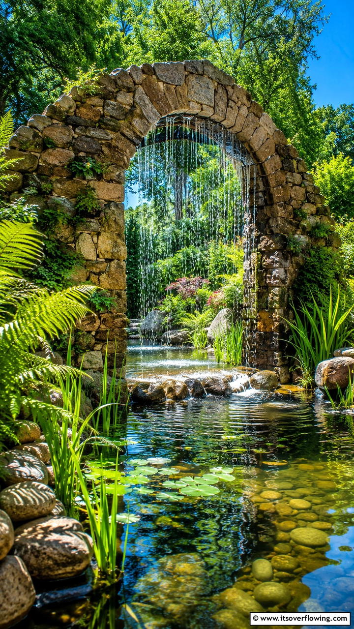 Garden Arch with Water Feature - 30 Garden Arch Ideas for Enchanting Outdoor Spaces