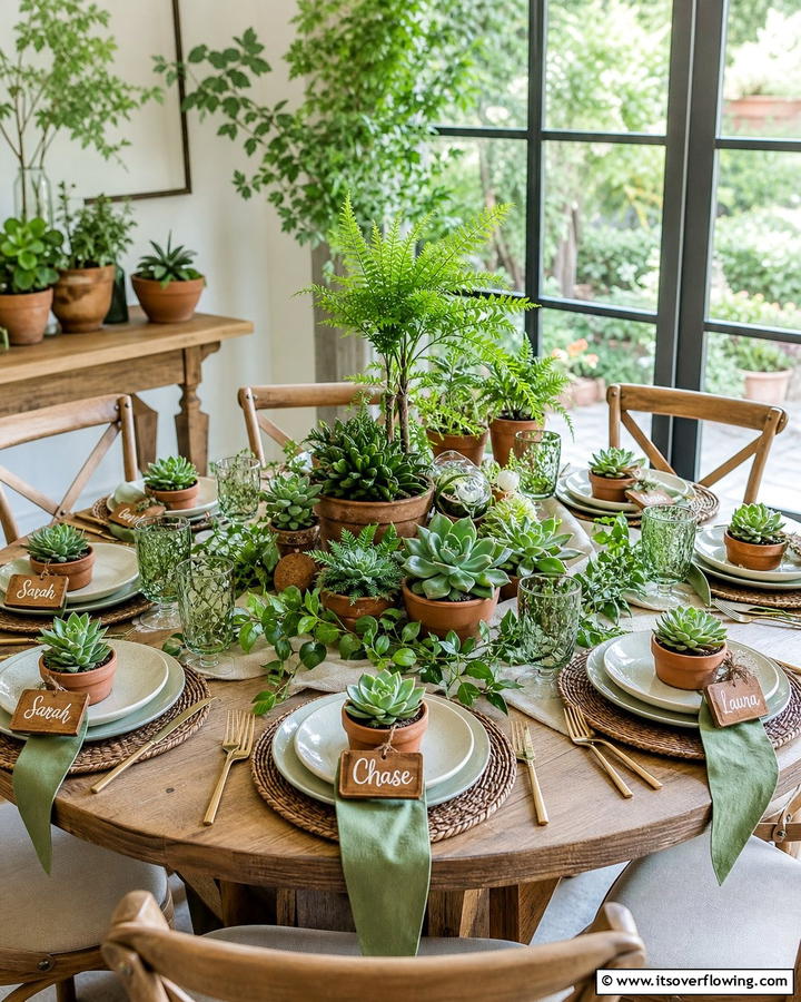 Garden Inspired Greenery - 20 Round Table Decor Ideas for Stylish Dining Spaces