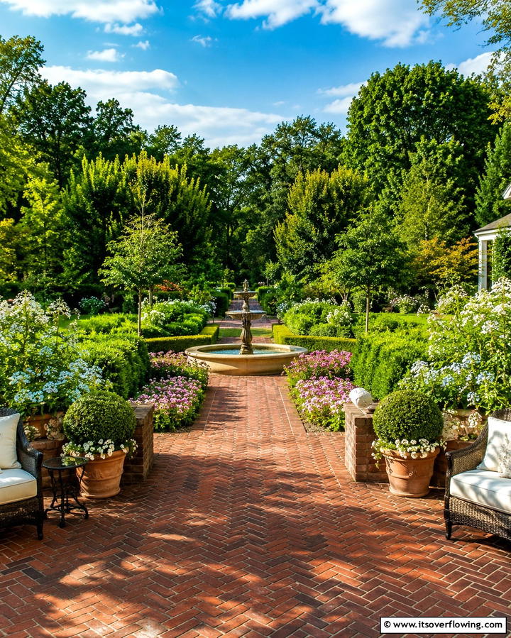 Garden Pathway Connection - 25 Herringbone Brick Patio Designs for a Classic Look