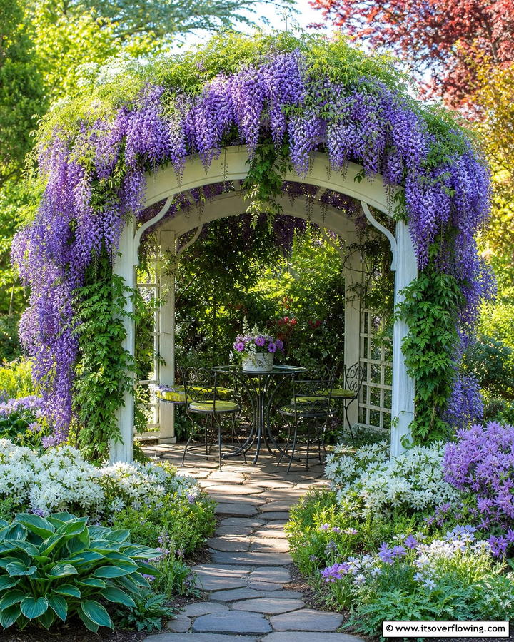 Garden Pavilion with Climbing Plants - 20 Outdoor Pavilion Ideas for Relaxing Gatherings