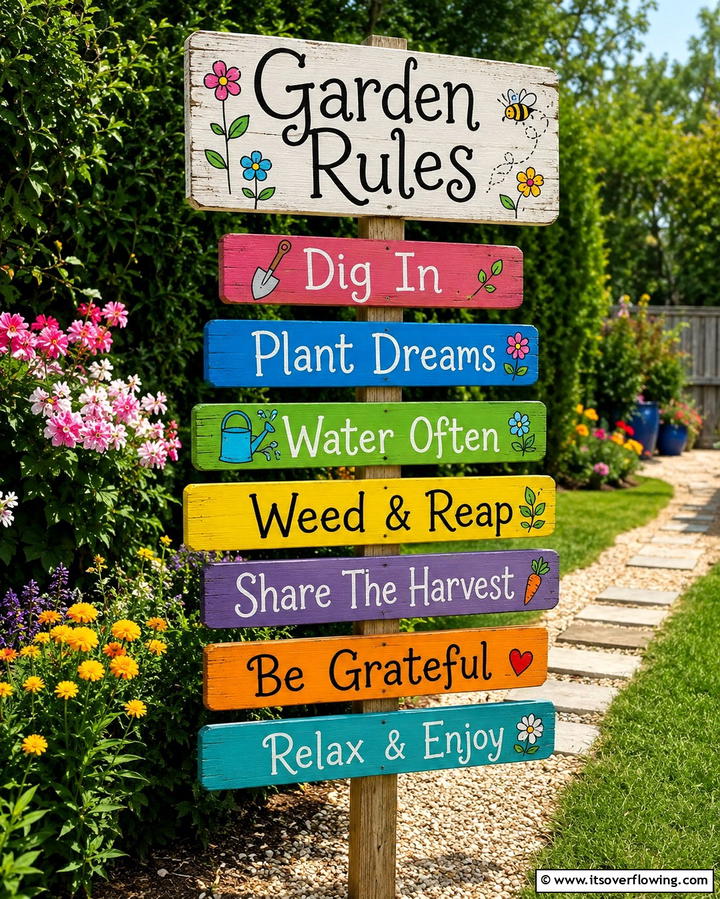 Garden Rules Sign - 25 Garden Sign Ideas to Personalize Your Outdoor Space