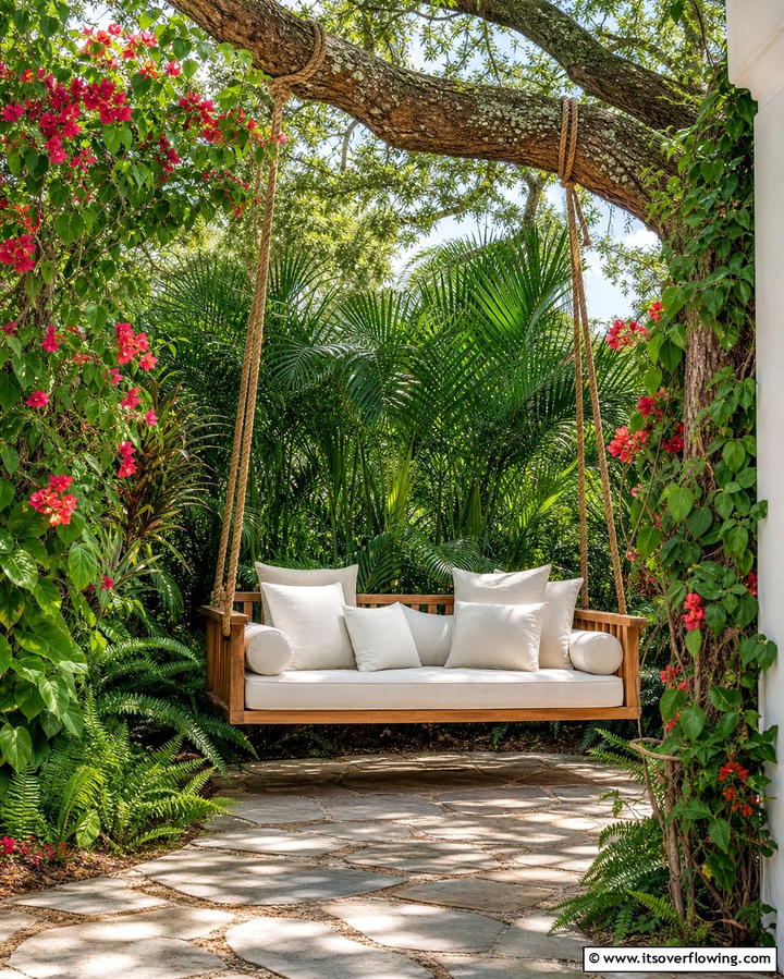 Garden Swing - 25 Tropical Garden Ideas for a Lush Outdoor Oasis