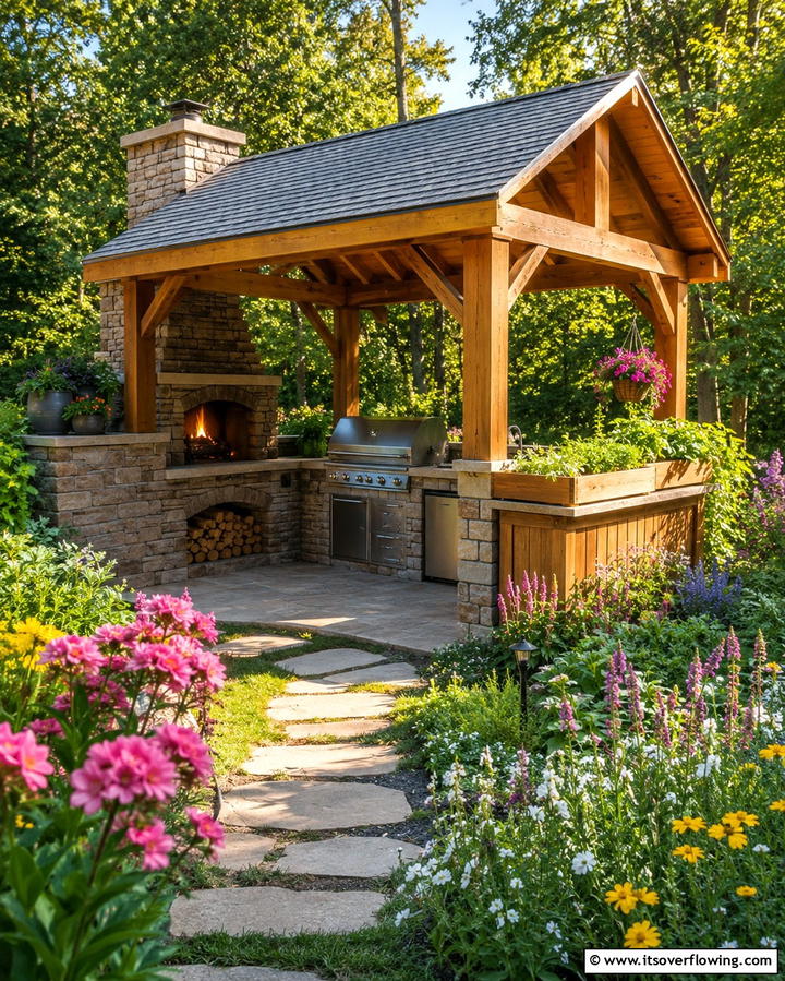 Garden Themed Gazebo Kitchen - 30 Outdoor Kitchen with Gazebo Ideas for All-Weather Cooking