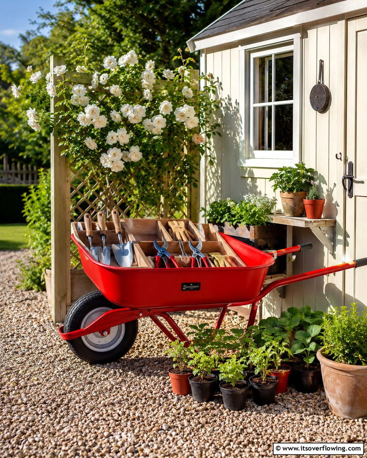 Garden Tool Organizer - 25 Old Wheelbarrow Ideas for Unique and Creative Garden Decor