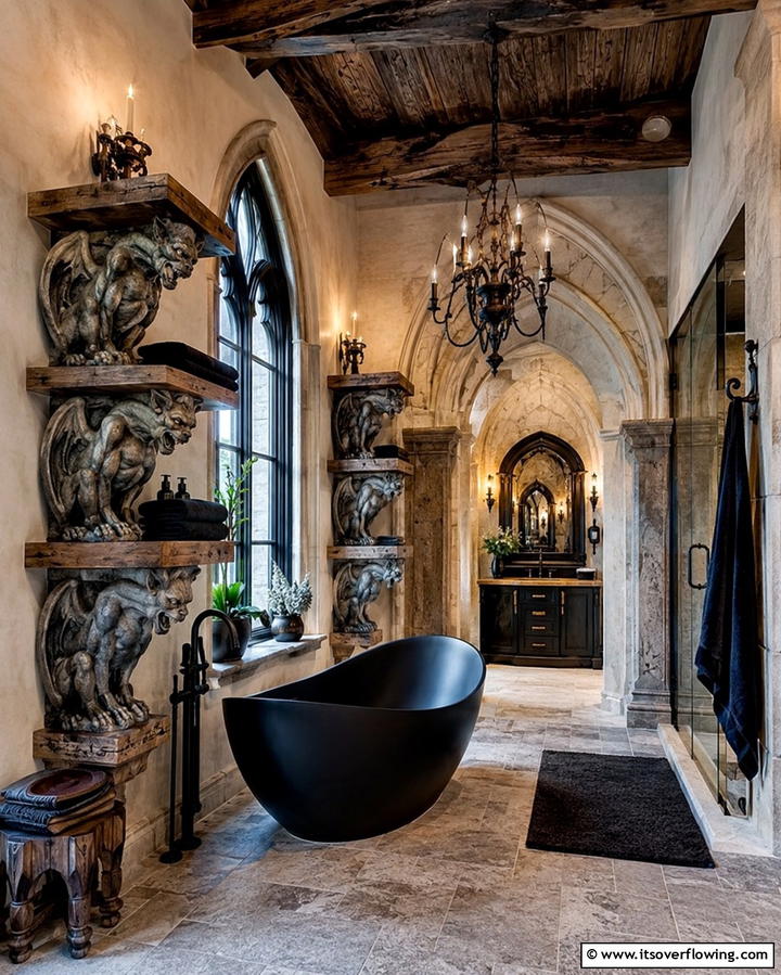 Gargoyle and Gothic Sculpture Elements - 25 Gothic Bathroom Ideas for a Dramatic and Stylish Space