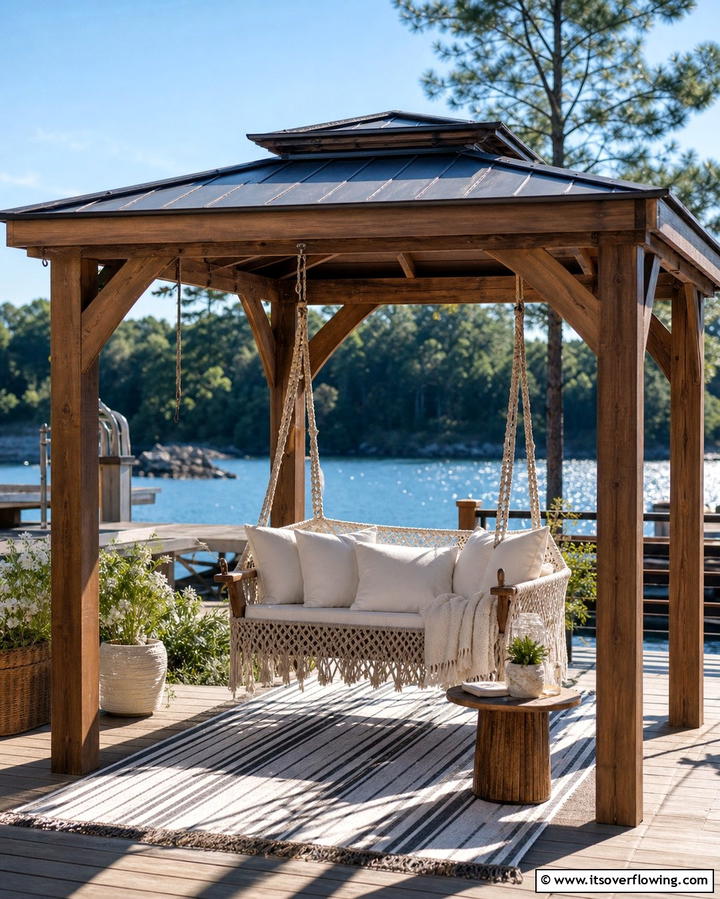 Gazebo with Hammock or Swing - 25 Gazebo on Deck Ideas for Outdoor Relaxation