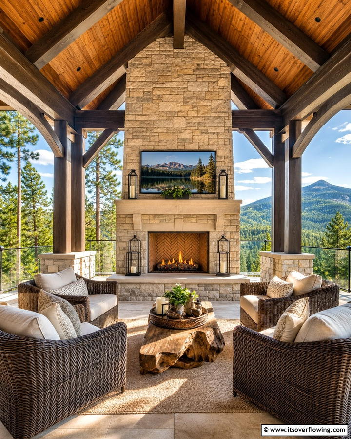 Gazebo with Outdoor Fireplace - 25 Gazebo on Deck Ideas for Outdoor Relaxation