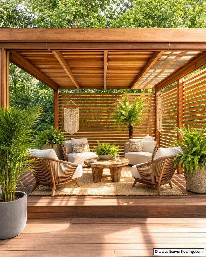 Gazebo with Privacy Screens - 25 Gazebo on Deck Ideas for Outdoor Relaxation