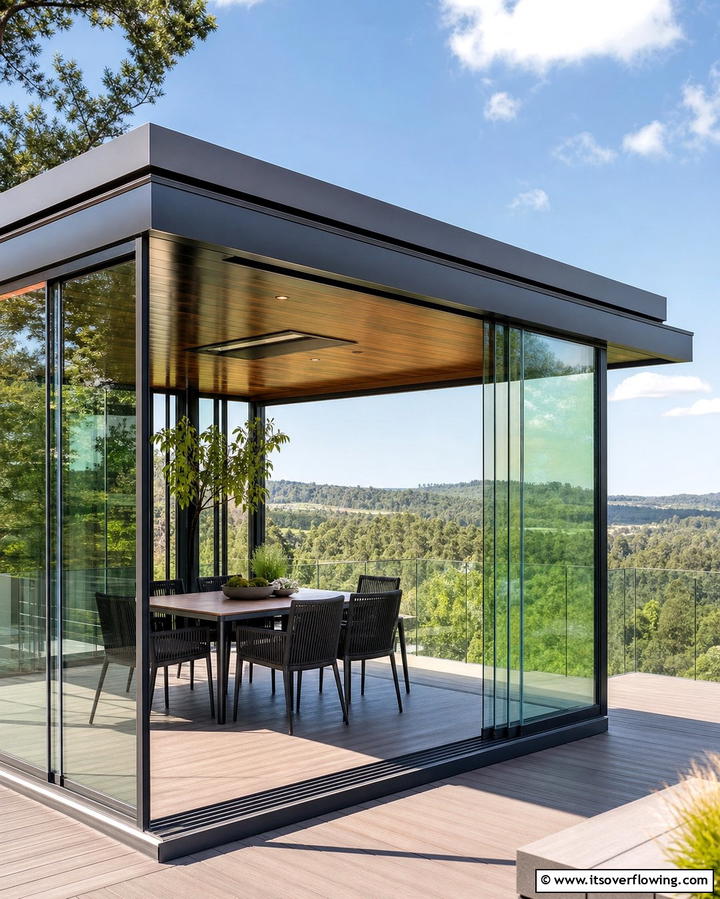 Gazebo with Sliding Glass Walls - 25 Gazebo on Deck Ideas for Outdoor Relaxation
