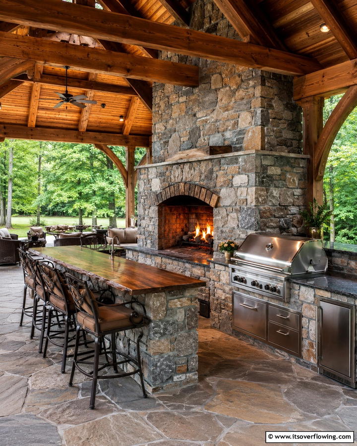 Gazebo with a Fireplace and Outdoor Kitchen - 25 Gazebo With Fireplace Ideas for Cozy Outdoor Nights