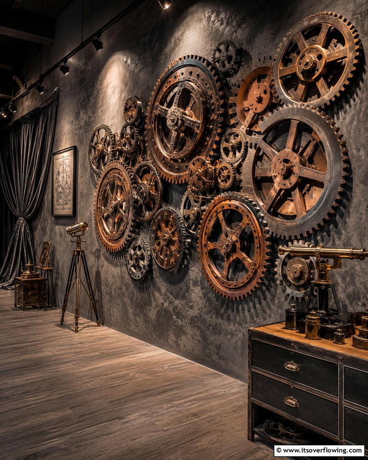 Gear and Cog Wall Art - 25 Steampunk Interior Design Ideas for Unique Homes