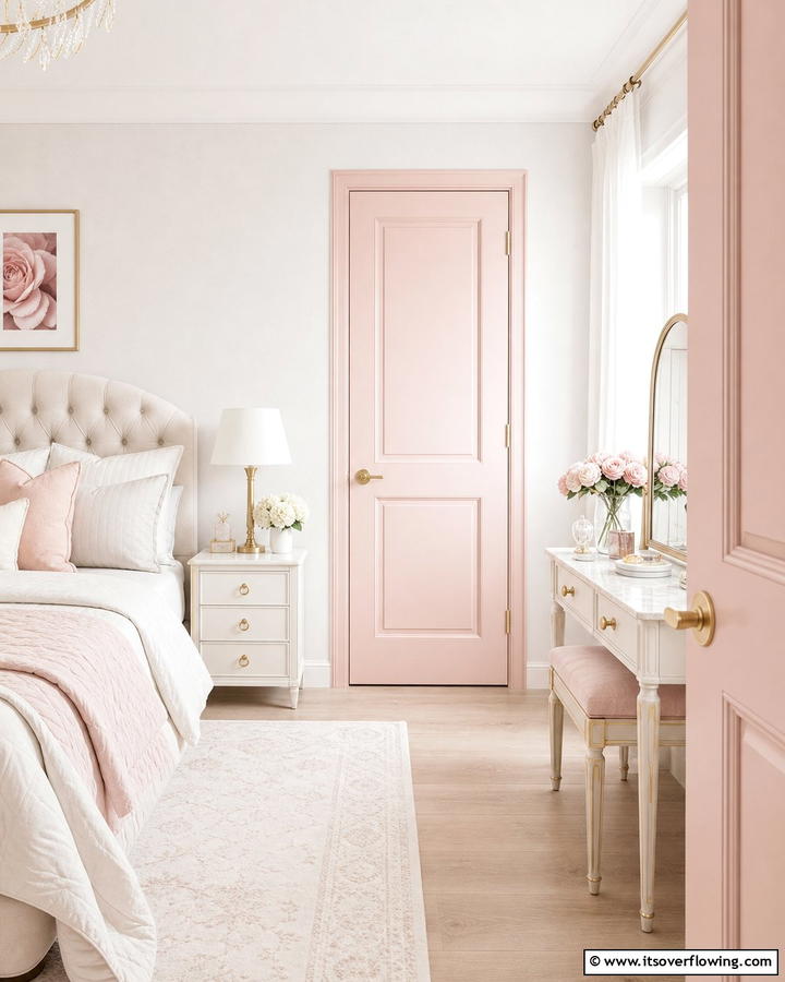 Gentle Blush Pink - 30 Interior Door Color Ideas to Refresh Your Home’s Style