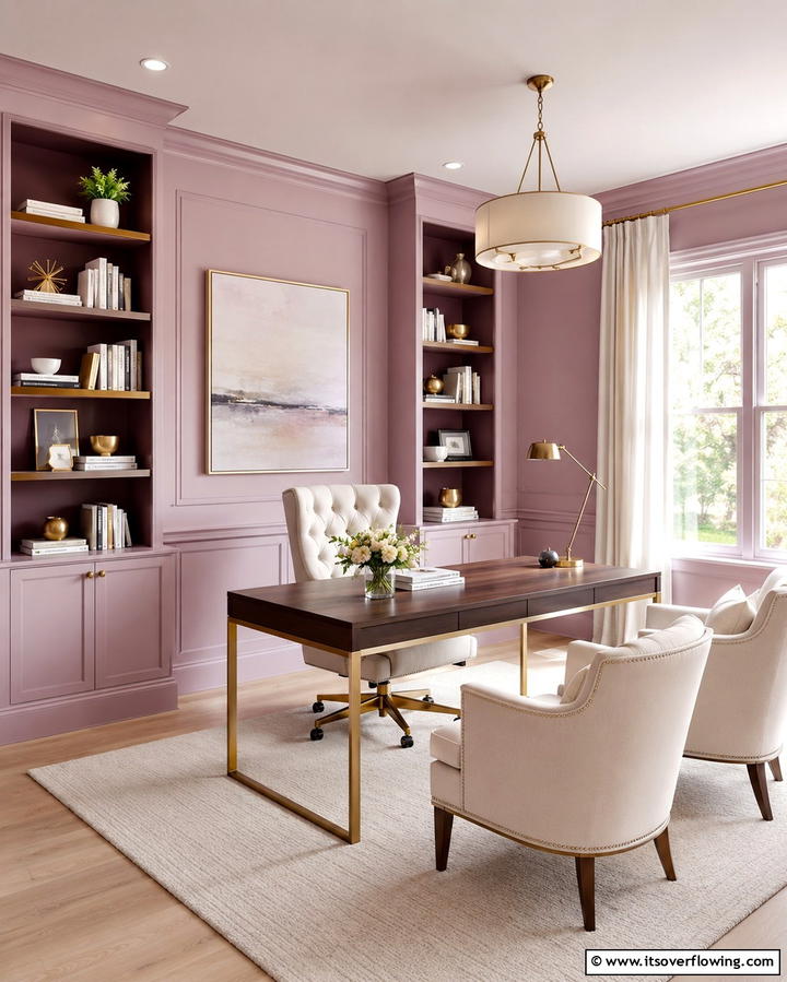 Gentle Mauve Delight - 30 Home Office Paint Colors- Boost Productivity & Style