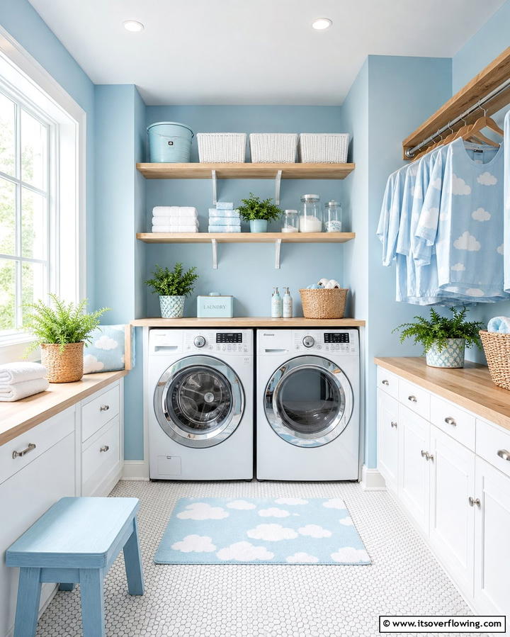 Gentle Sky Blue - 30 Laundry Room Paint Ideas to Brighten Chore Time
