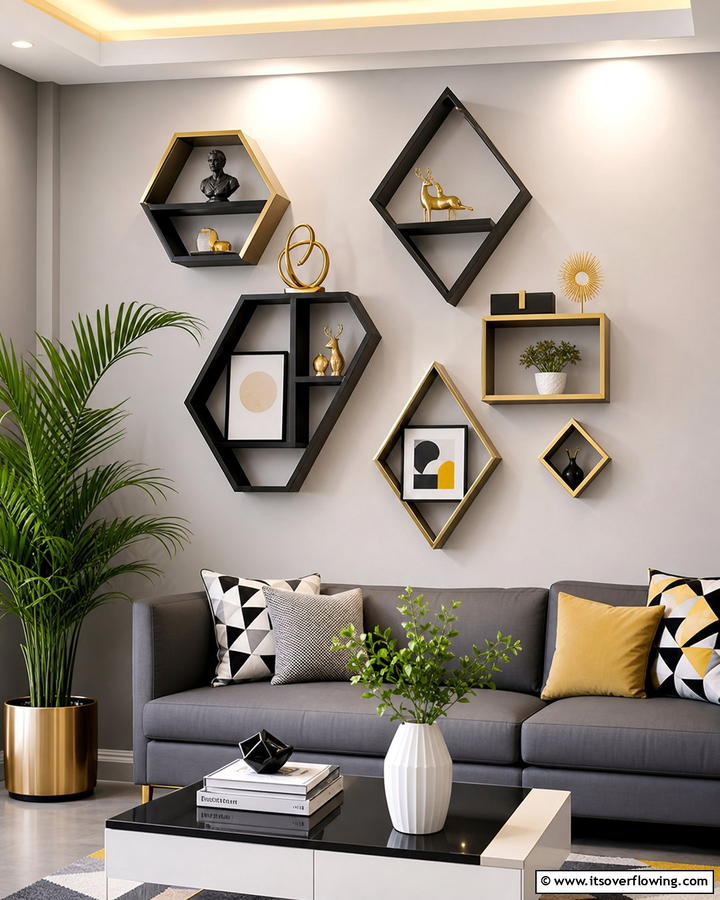 Geometric Accent Shelf - 21 Corner Shelf Ideas for Stylish Space Optimization