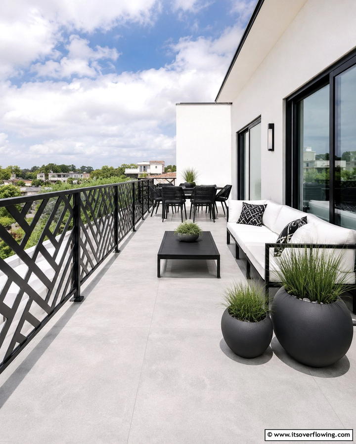 Geometric Aluminum Railings - 25 Balcony Railing Design Ideas for Safety and Style